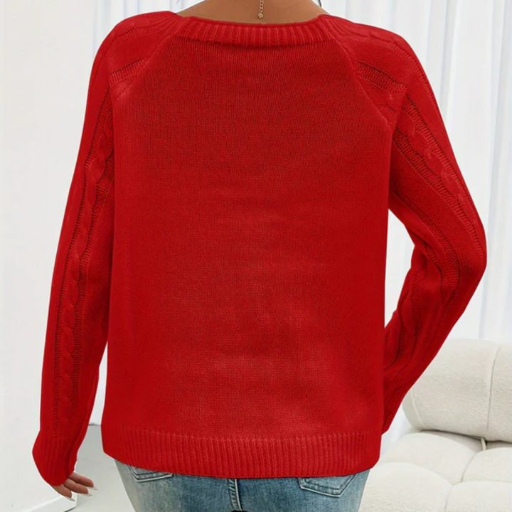Gabby | Women’s knitted sweater with cable pattern and decorative buttons