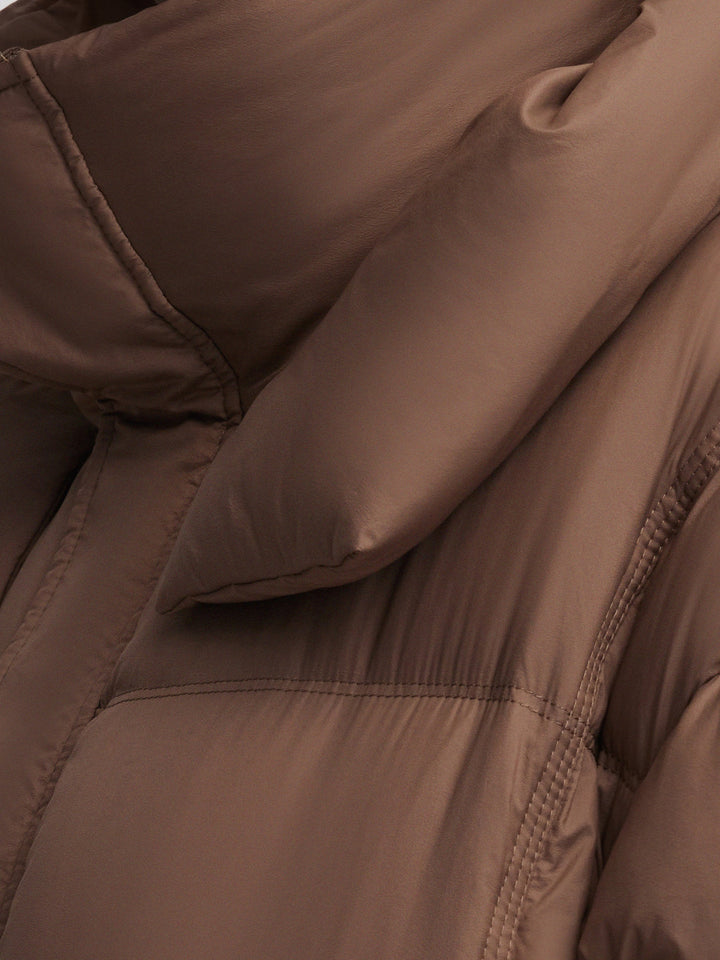 Corvyn | Women’s lightweight long winter coat with a sleek hooded silhouette