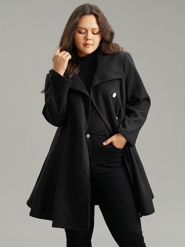 Waverly | Women’s plain button up pocket asymmetrical lapel collar coat