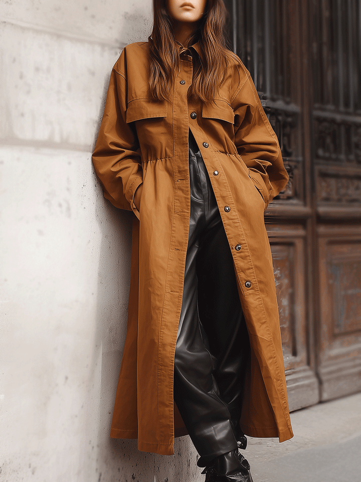Raven | Women’s versatile long trench coat with button closure