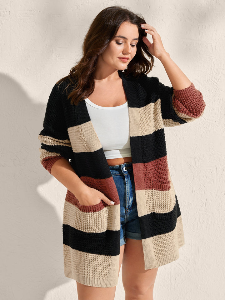 Brylee | Women’s open-front striped knit cardigan