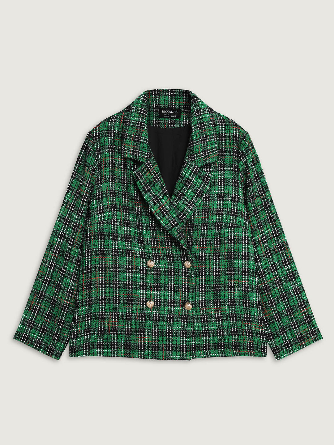 Quiana | Women’s tweed plaid double button jacket