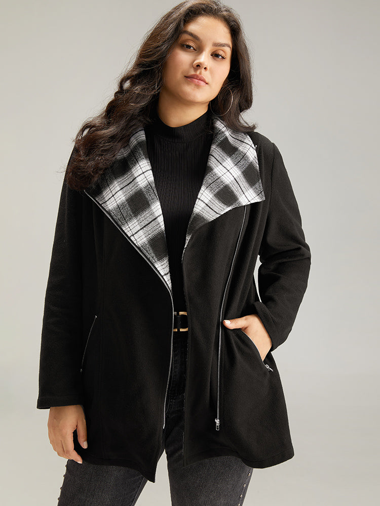Virginia | Women’s plaid patchwork lapel collar zipper coat