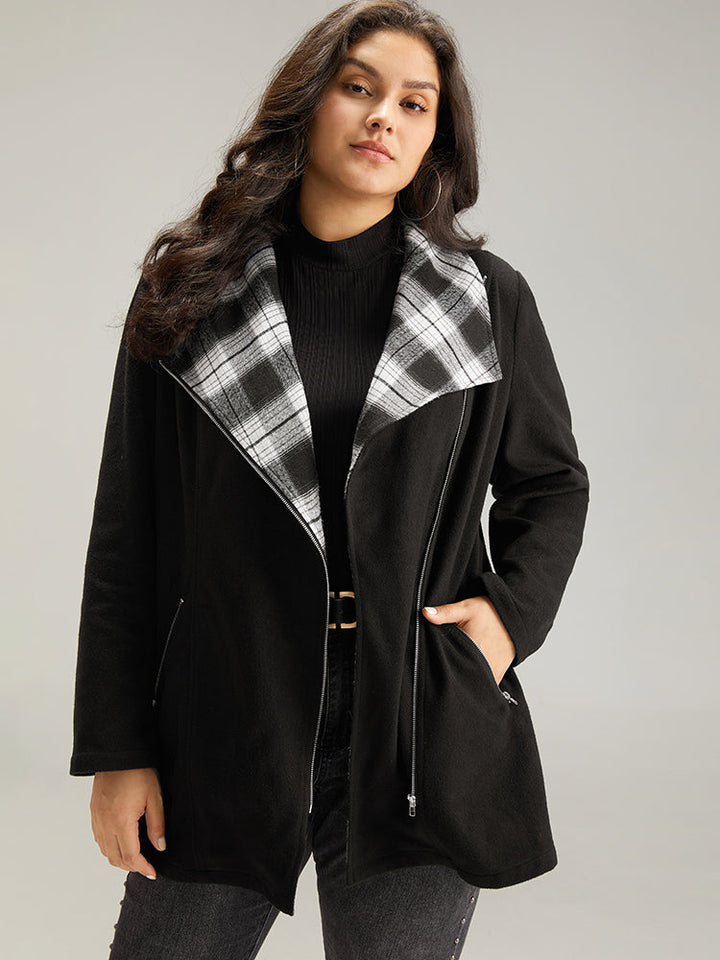Virginia | Women’s plaid patchwork lapel collar zipper coat