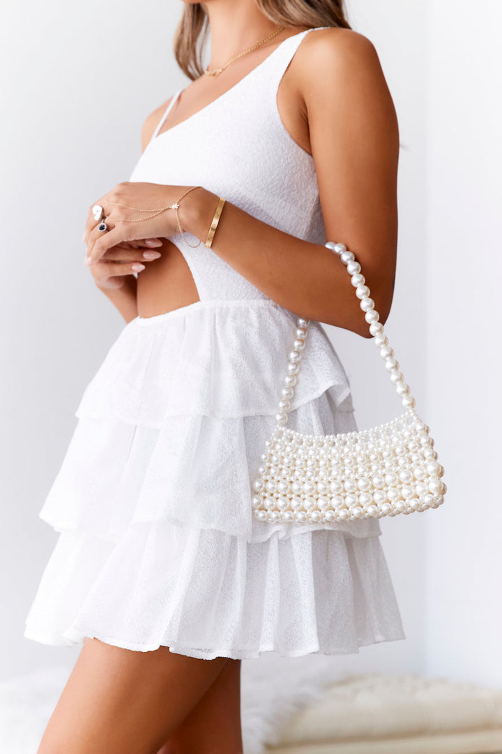 Maria | Women’s faux pearl shoulder bag with beaded strap