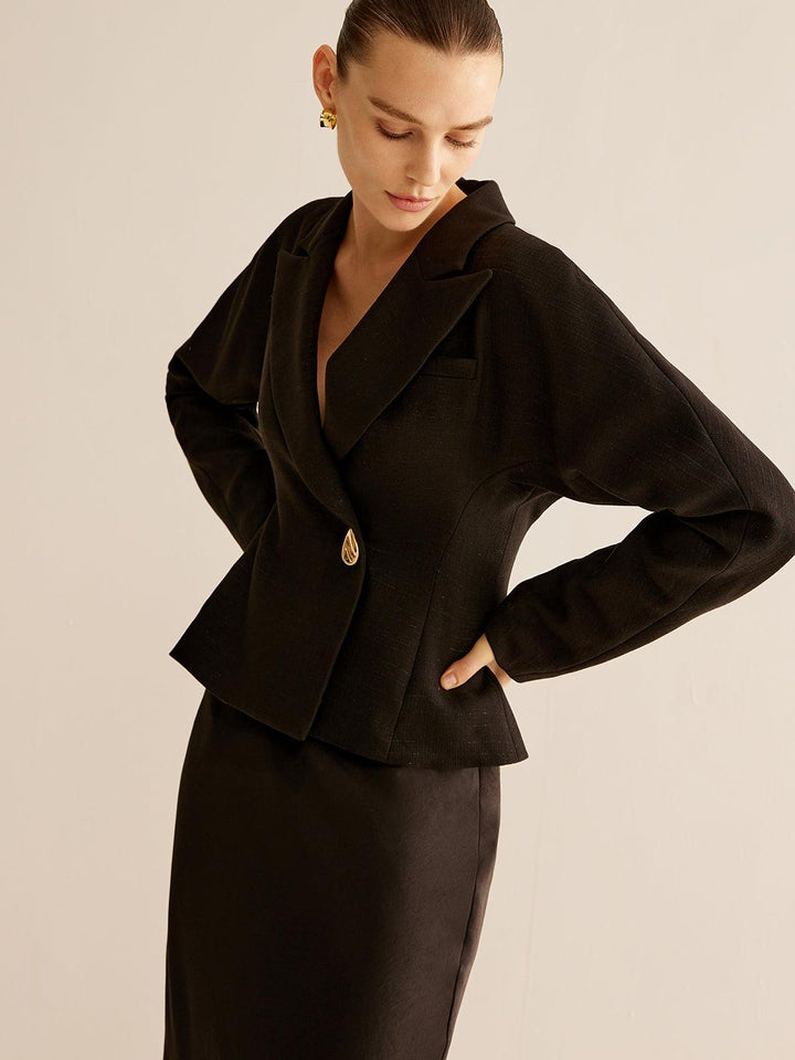 Addison | Women’s long sleeve woven blazer with metal accents