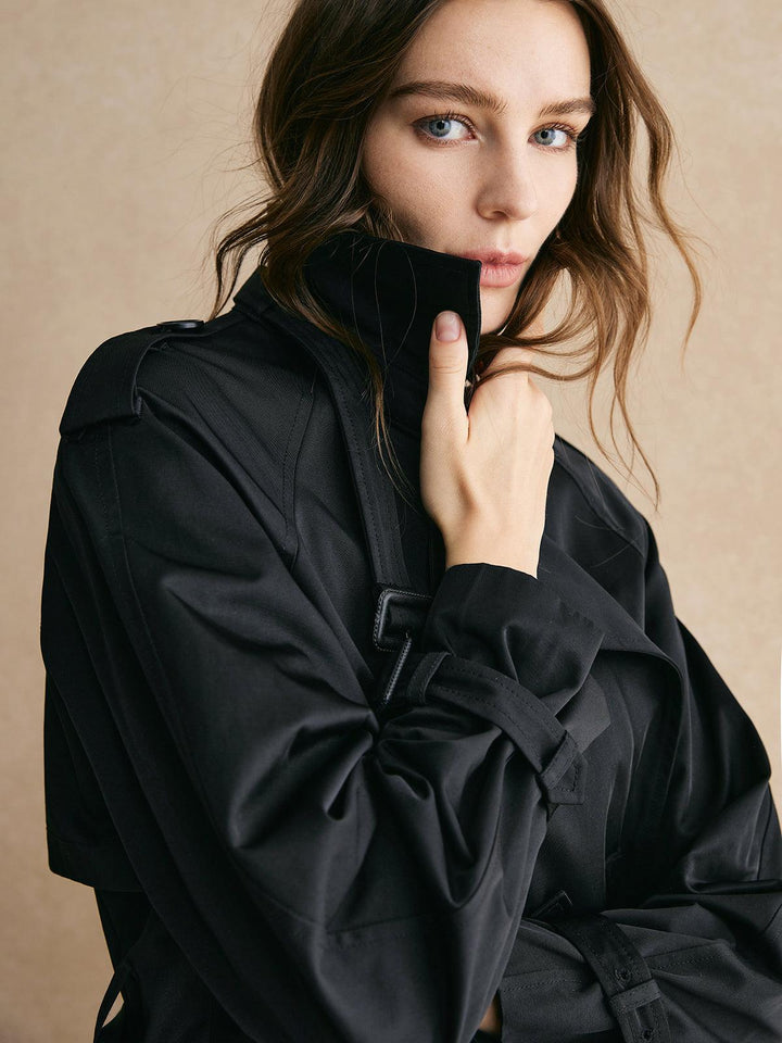 Anastasia | Women’s long trench coat with wide lapels and double-breasted design