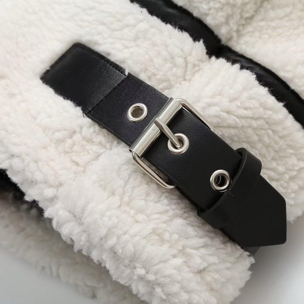 Eleanor | Women’s vegan sherpa jacket with leather accents