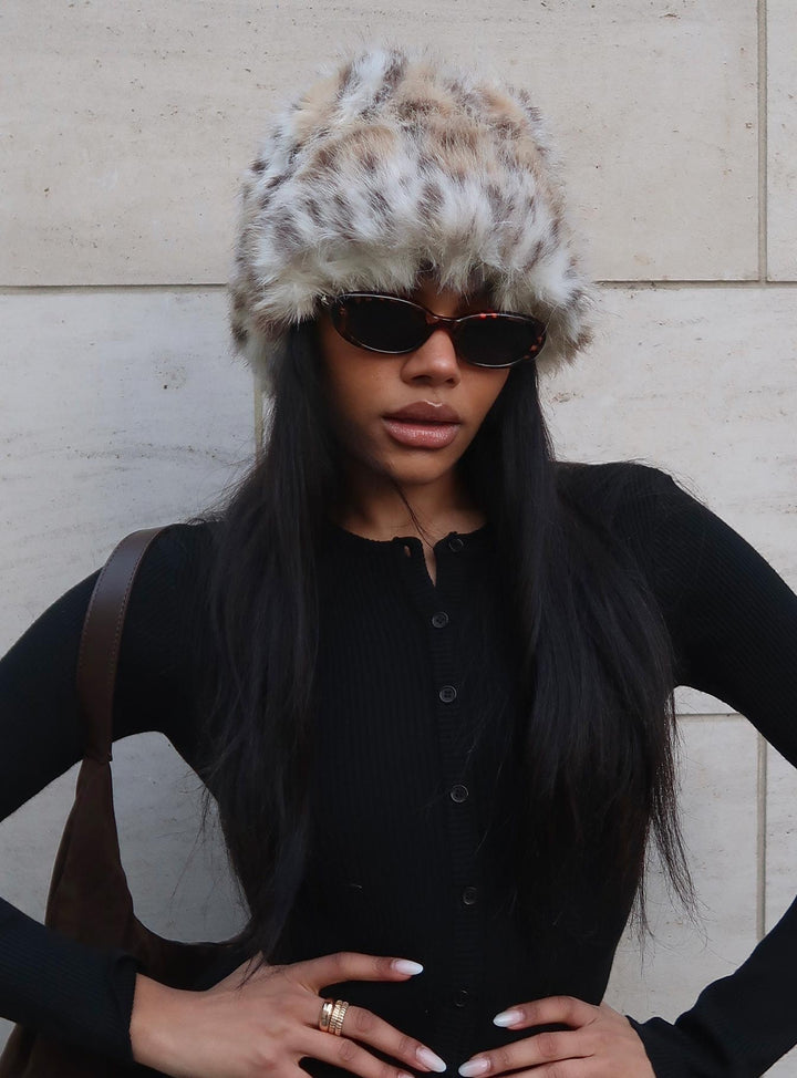 Kendra | Women’s faux fur fluffy leopard print hat