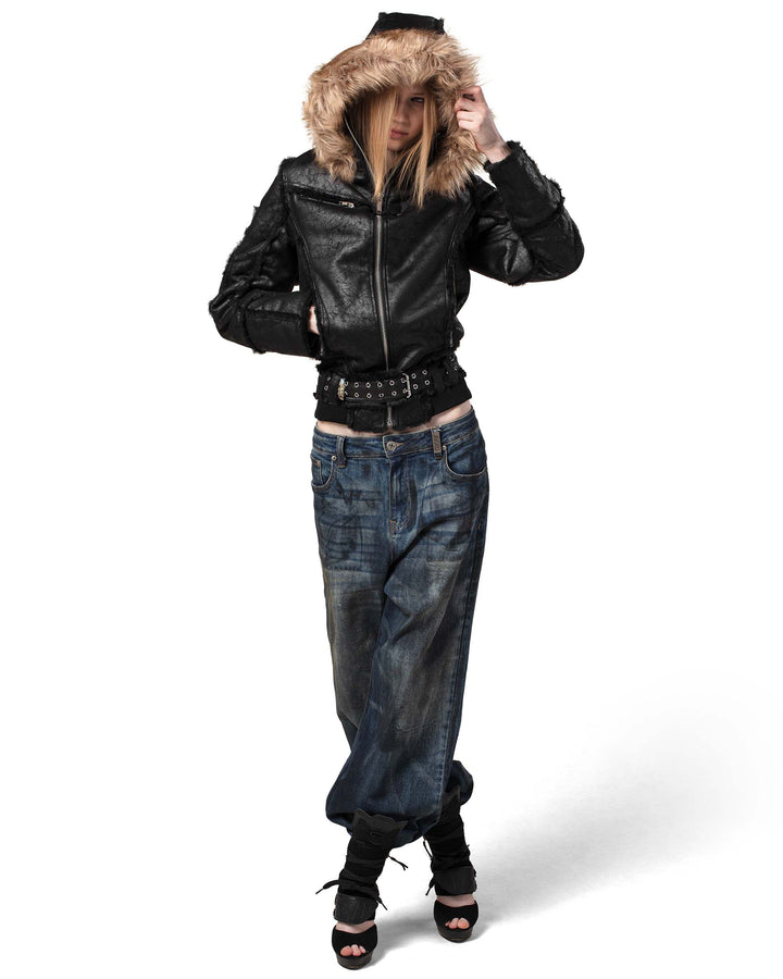 Ashira | Women’s faux sheepskin cracked-effect jacket