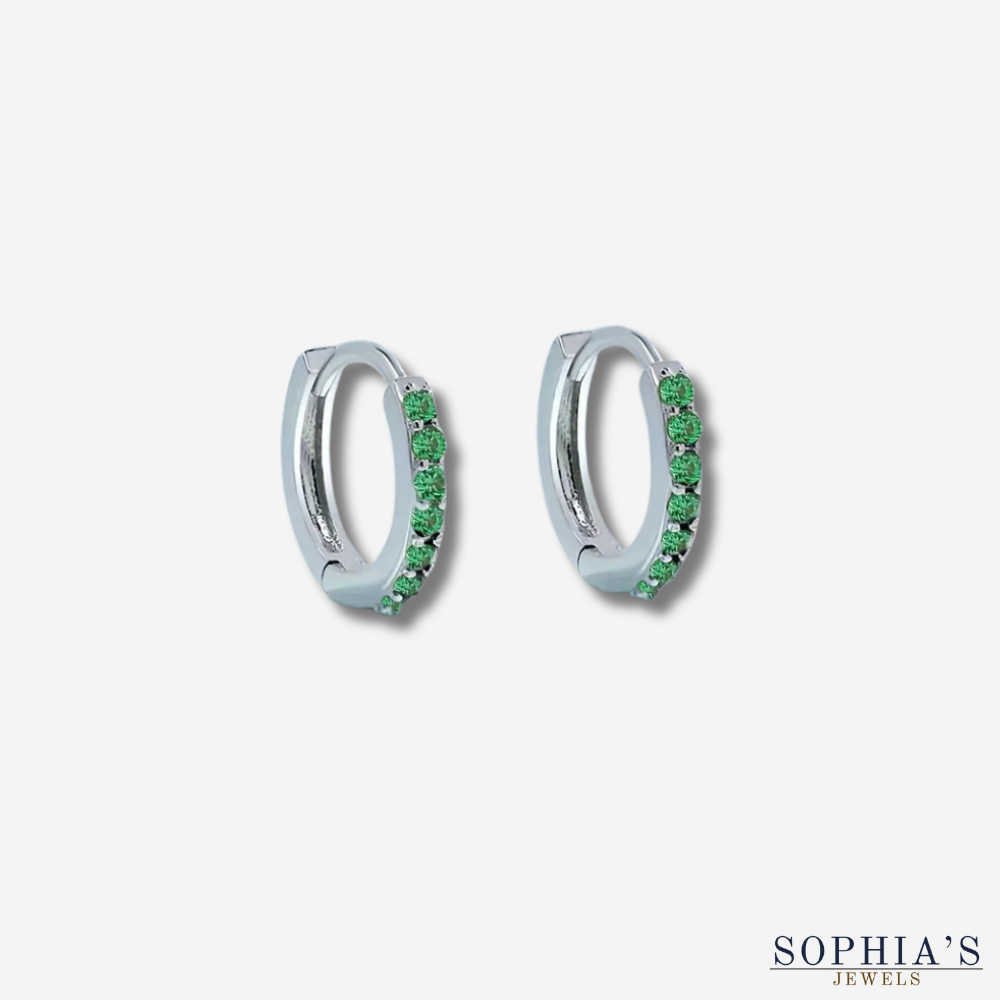 Bianca | Women’s hoop earrings with emerald accents and golden finish