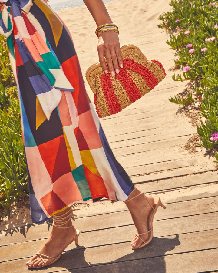 Ally | Women's two-tone woven straw clutch bag