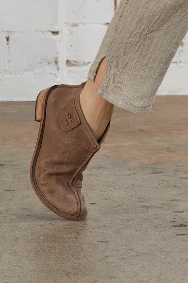 Isabelle | Women’s textured tan leather slip-on ankle boots