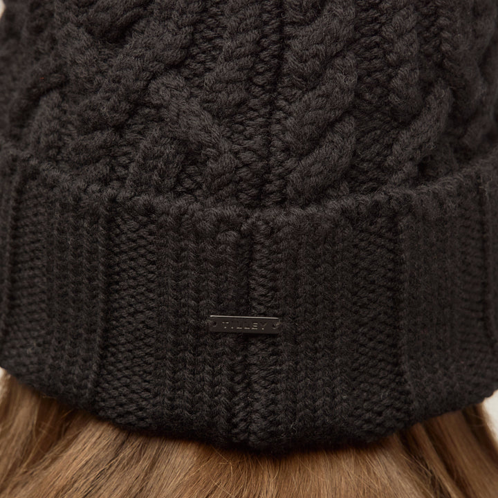 Lirena | Women’s textured cable knit pom beanie with a sculpted cold-season silhouette