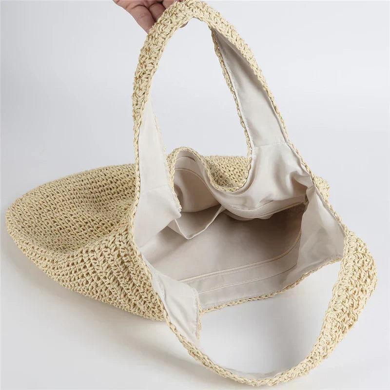 Kaylee | Women’s tote bag with wicker design and interior pocket