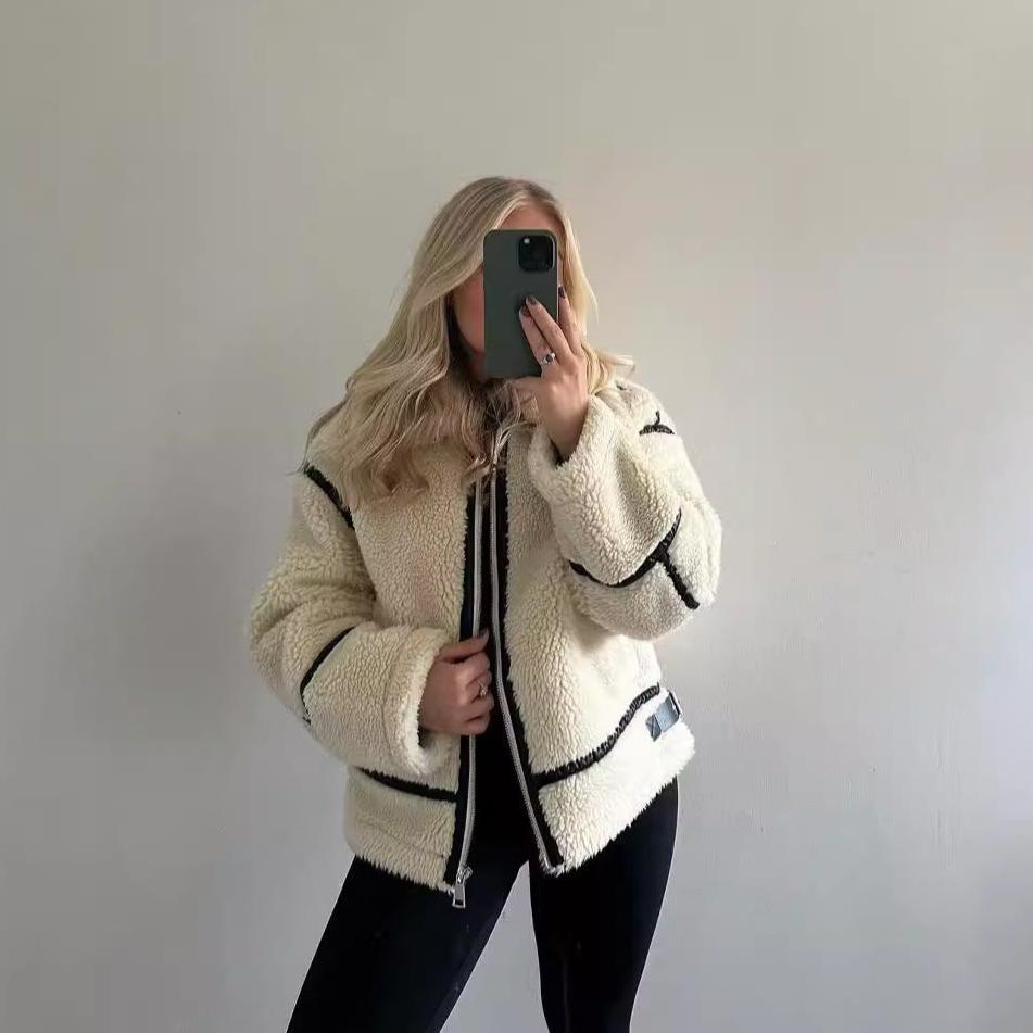 Eleanor | Women’s vegan sherpa jacket with leather accents