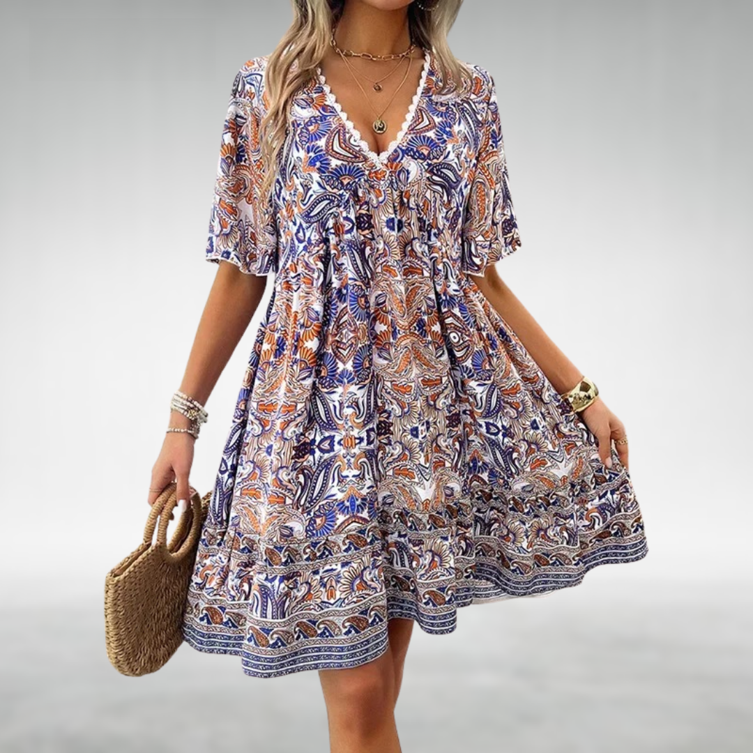 Lucy | Boho paisley print mini dress