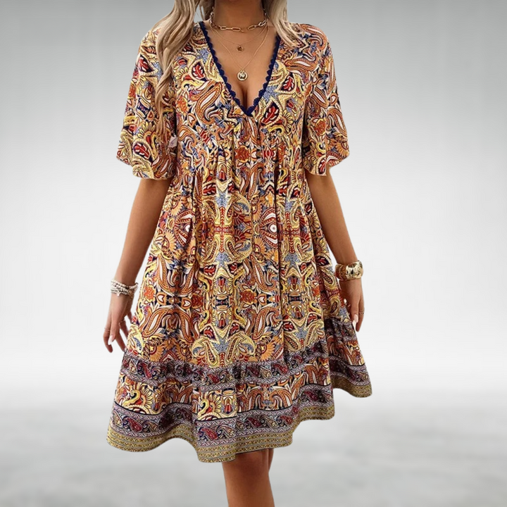 Lucy | Boho paisley print mini dress