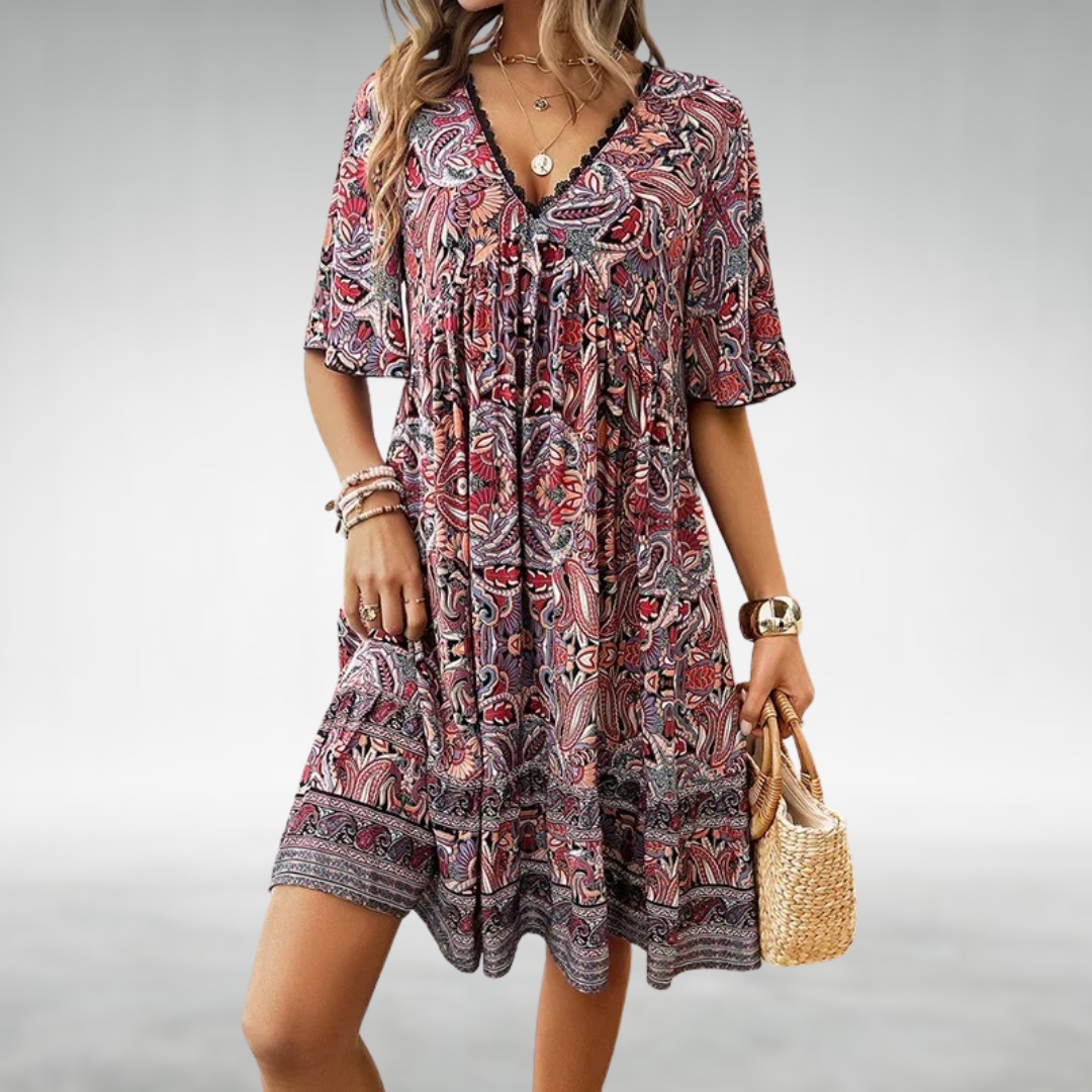Lucy | Boho paisley print mini dress