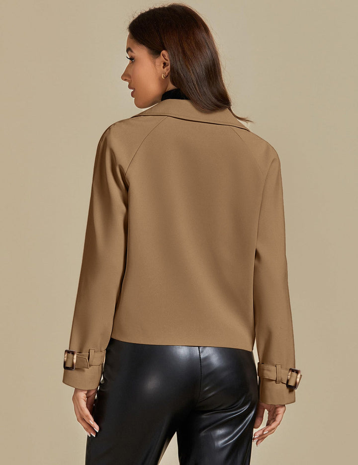 Arly | Women’s short trench coat with double-breasted design and notch lapel