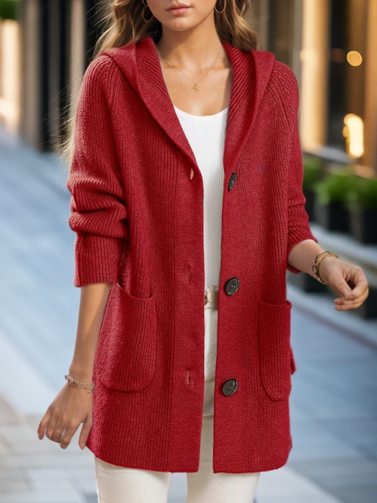 Toni | Women’s hooded mid-length knit cardigan