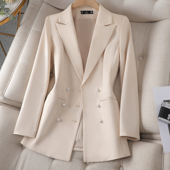 Rita | Pearl-accented double-breasted blazer for women
