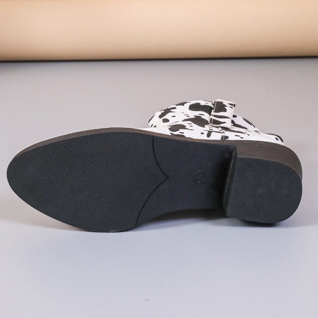 Helen | Women’s ankle boots with animal print, pointed toe and block heel