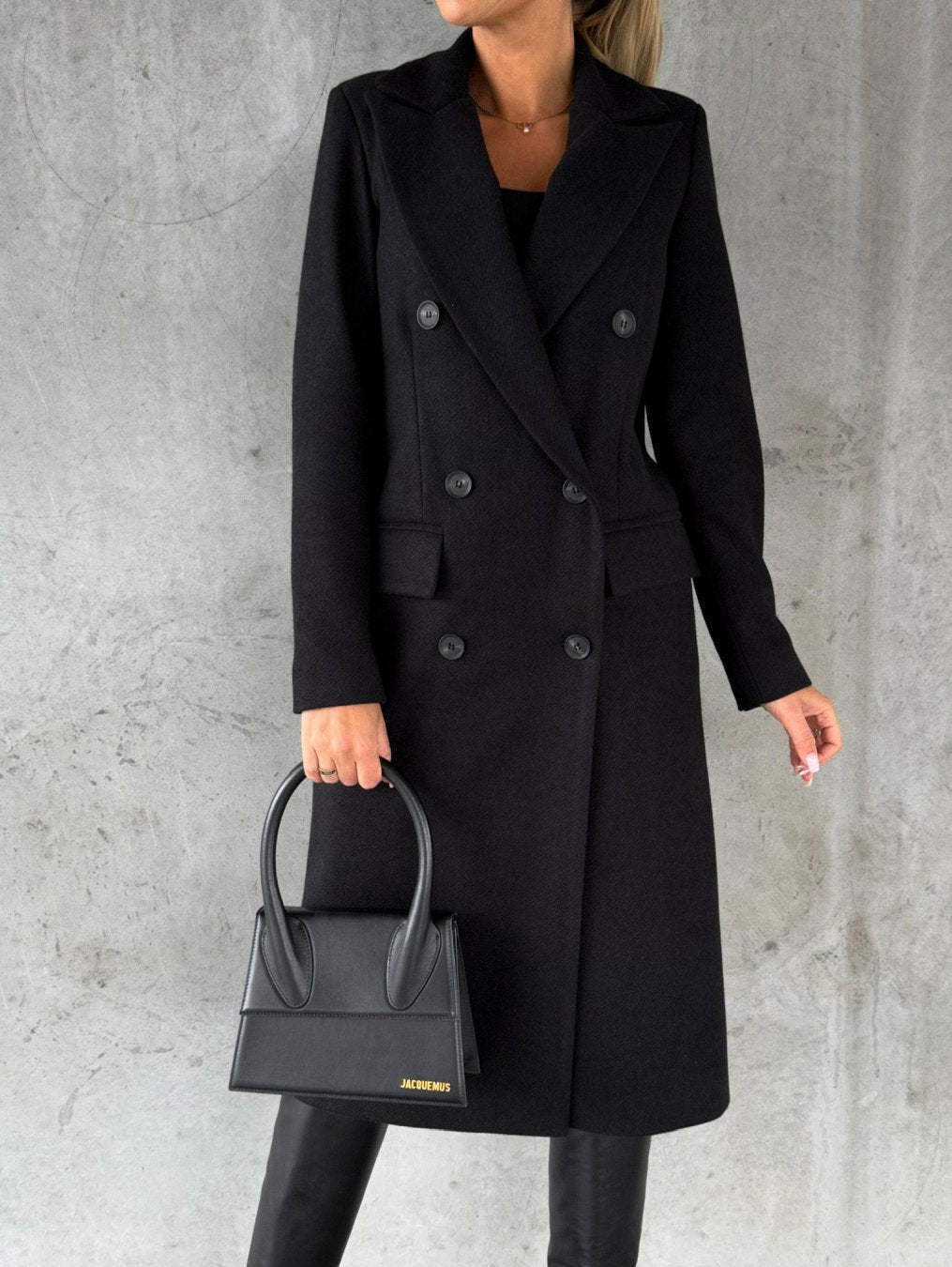 Olivia | Women’s long double-breasted coat with straight fit and blazer collar