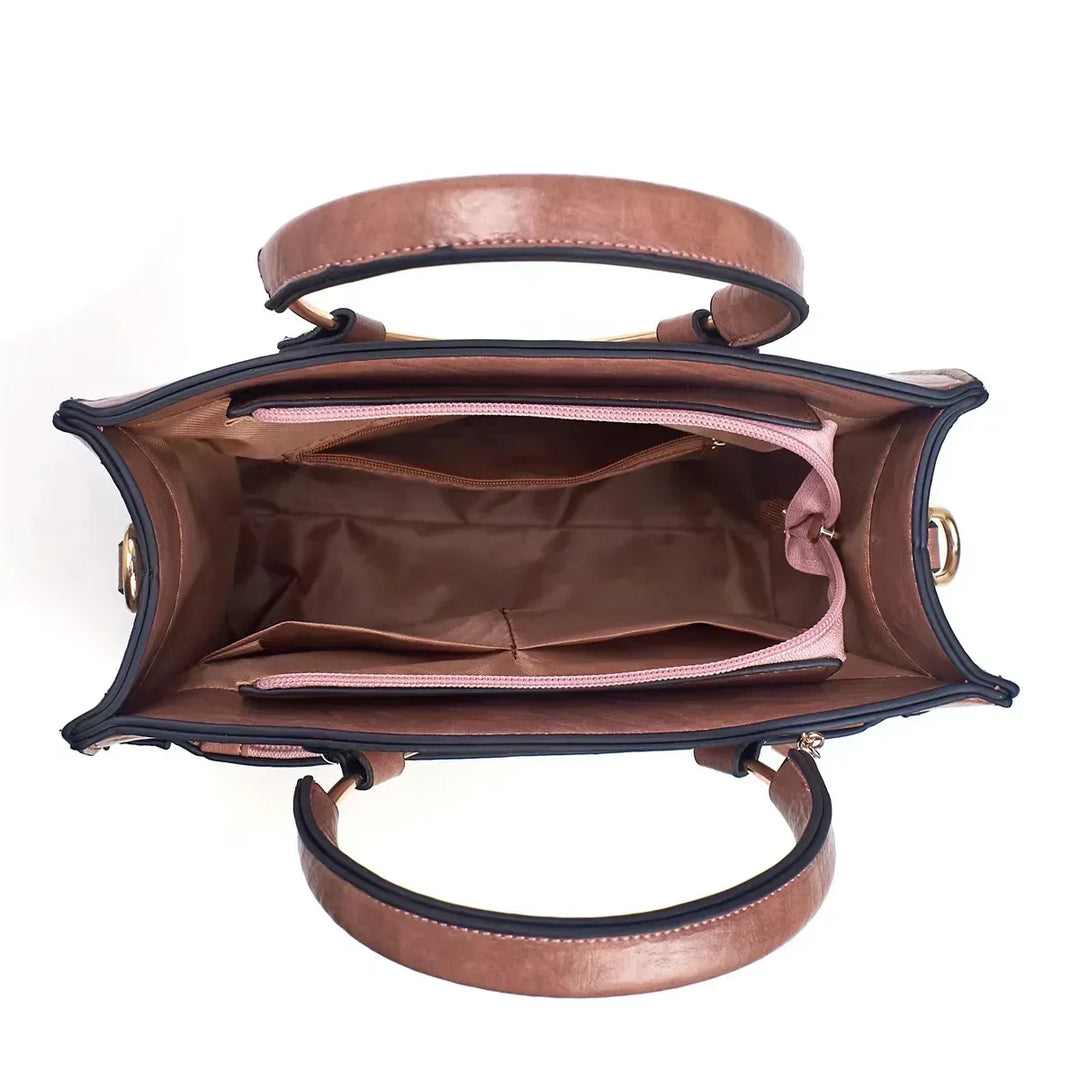 Ada | Women’s structured handbag set with metallic handle detail and matching wallet