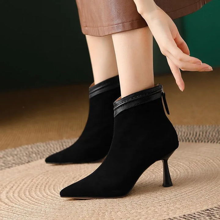 Laura | Women’s stiletto ankle boots with pointed toe and back-zip closure