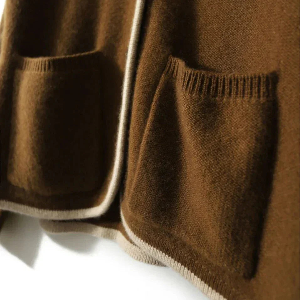 Anne | Women’s wool-blend cardigan with contrasting details