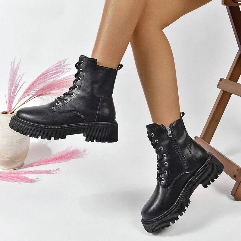 Zoraya | Women’s plush lace-up ankle boots for warm everyday comfort