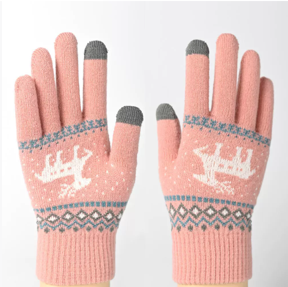 Arlith | Women’s knit gloves with textured pattern and contrast fingertip detailing