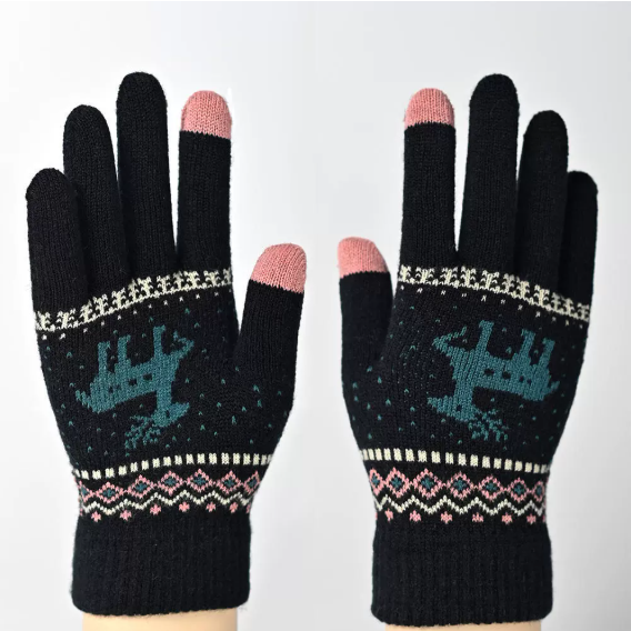 Arlith | Women’s knit gloves with textured pattern and contrast fingertip detailing