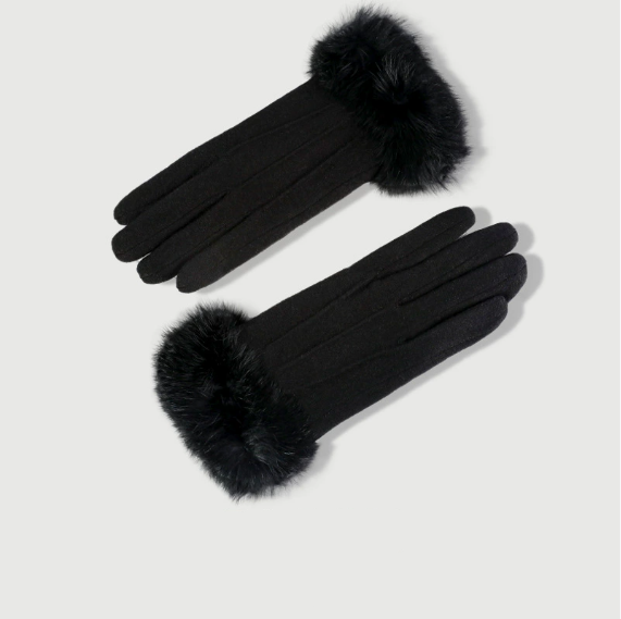 Tarin | Women’s cuff-detailed gloves with a soft textured finish