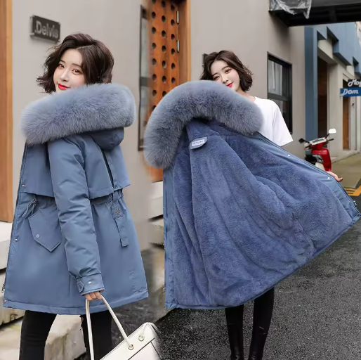 Solenna | Women’s winter parka coat with a soft collar trim and relaxed seasonal structure