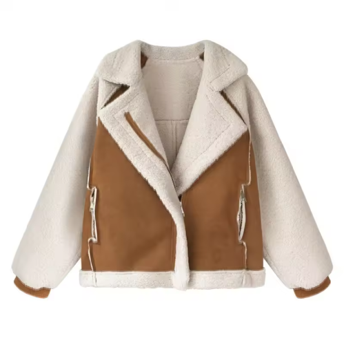 Azlyn | Women’s plush lined PU jacket with a structured lapel and smooth seasonal surface