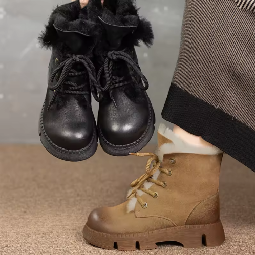 Nariell | Women’s thick-soled leather winter snow boots with a warm insulated structure