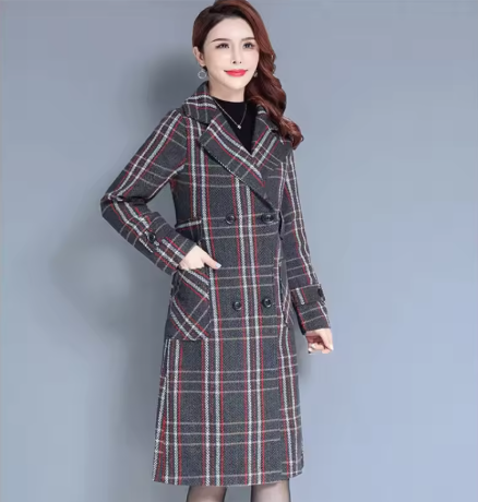Jivra | Women’s long woolen coat with a thickened seasonal tweed-style profile