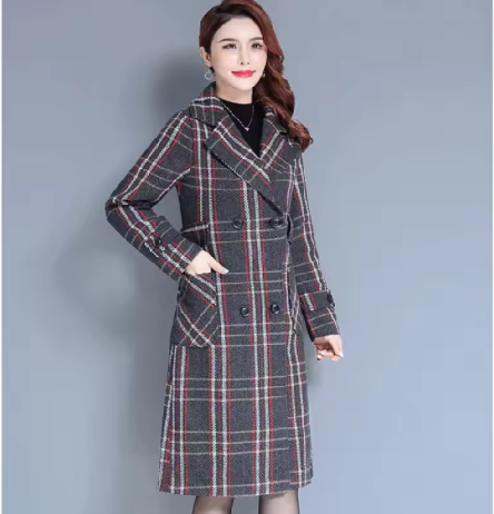 Jivra | Women’s long woolen coat with a thickened seasonal tweed-style profile