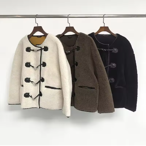 Revaya | Women’s faux fur stitching jacket with a soft, casual seasonal profile