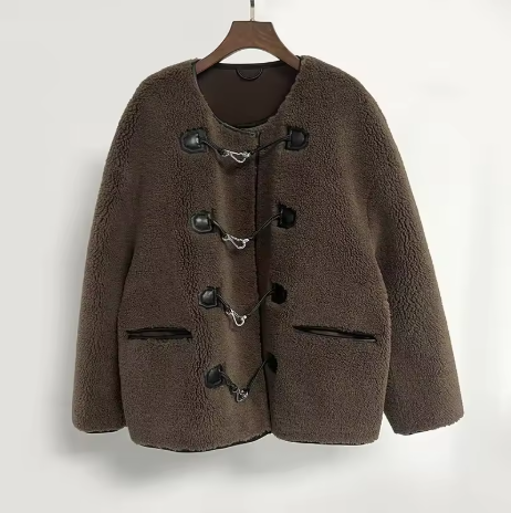 Revaya | Women’s faux fur stitching jacket with a soft, casual seasonal profile