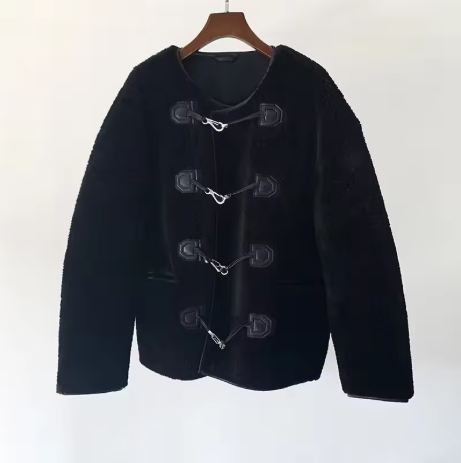 Revaya | Women’s faux fur stitching jacket with a soft, casual seasonal profile