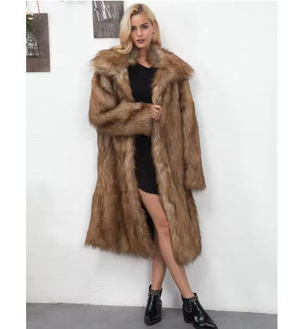 Rennah | Women’s faux-fur long coat with a soft, warm seasonal profile