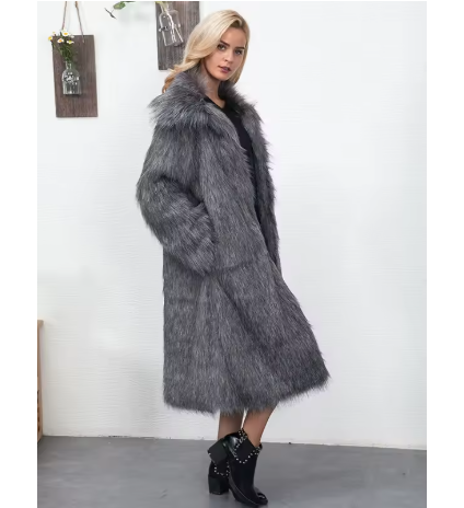 Rennah | Women’s faux-fur long coat with a soft, warm seasonal profile