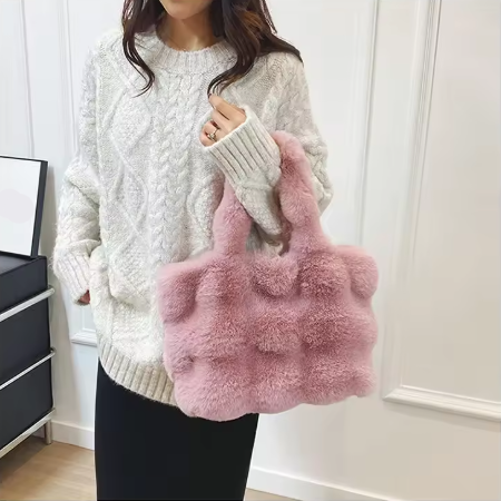 Cariel | Women’s plush solid-color handbag with a simple, soft seasonal profile