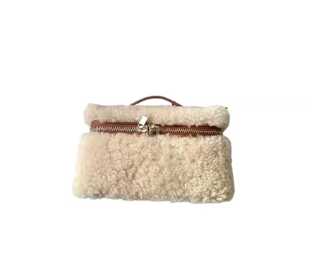 Naelin | Women’s lamb-fur velvet lunch box bag with a soft seasonal profile