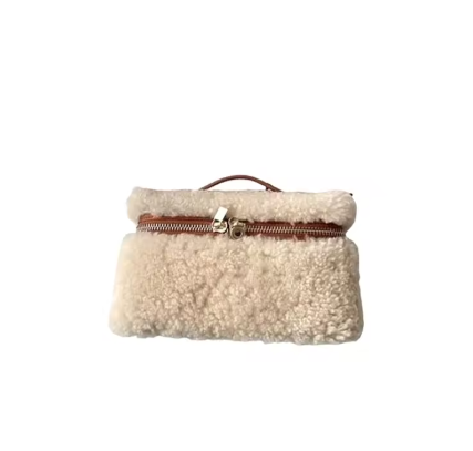 Naelin | Women’s lamb-fur velvet lunch box bag with a soft seasonal profile