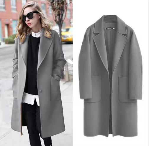 Jalenna | Women’s double-sided woolen coat with a relaxed longline seasonal structure
