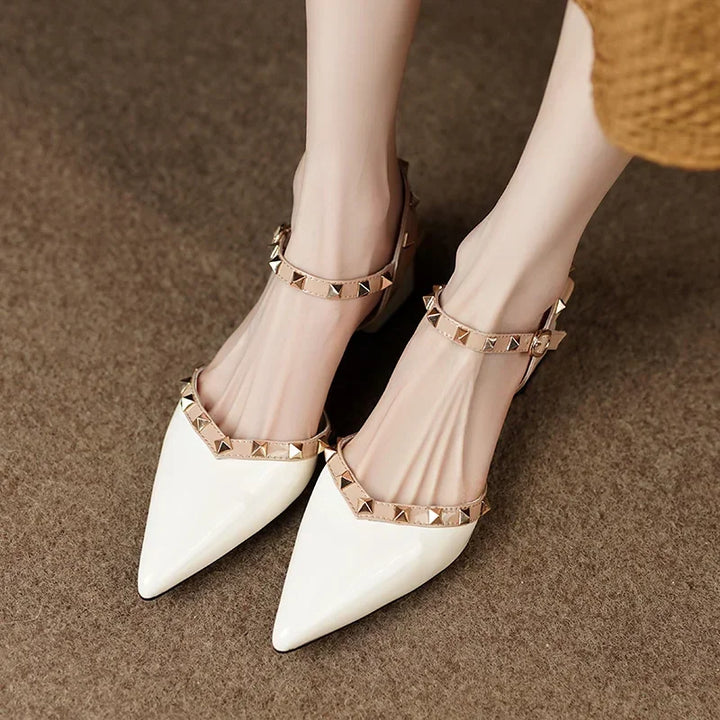 Missy | Women’s studded straps sandals with mid-height heel